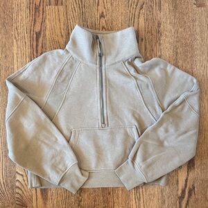 LULULEMON Tan Brown Cropped Scuba Half Zip Pullover XS/S